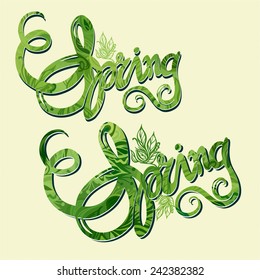 Hand-lettering spring inscription pattern-model for design of gift packs, patterns fabric, wallpaper, web sites, etc.