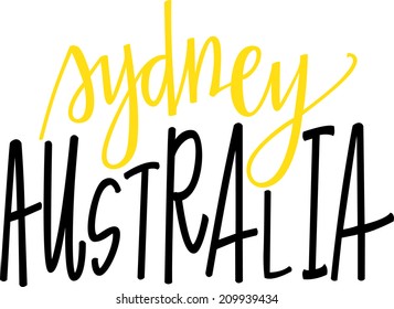 Hand-lettering of Sydney, Australia. Vector