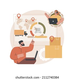 Handling and order processing abstract concept vector illustration. Order documentation, processing system, handling customer request, logistics, automated logistics operations abstract metaphor.