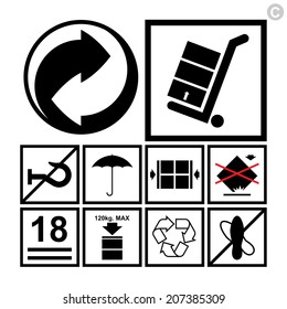 Handling & packing icon set - can be used on the box or packaging 