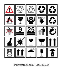 Handling & packing icon set - can be used as signs or labels beside boxes and packaging