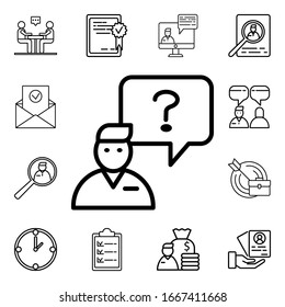 Handling a question icon. Detailed set of interview icons. Premium quality graphic design. One of the collection icons for websites, web design, mobile app