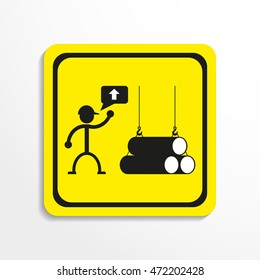 Handling of steel pipes. Vector icon.