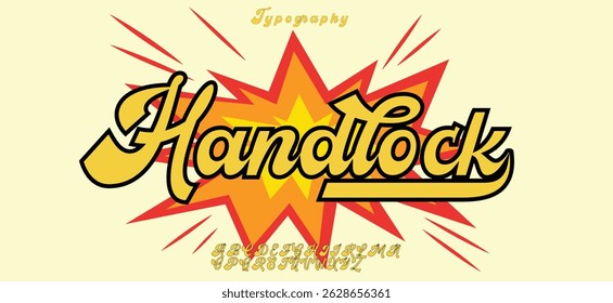 Handlock modern alphabet,  digital font for dynamic tech logo, powerful headline, advanced typography. Vector typeset
