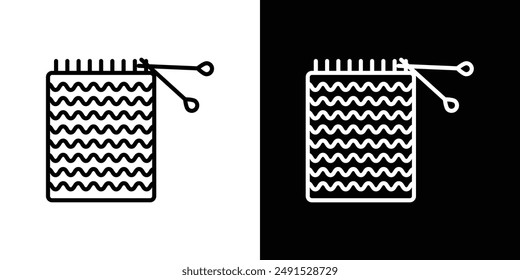 Handloom outlined icon set in black and white colors