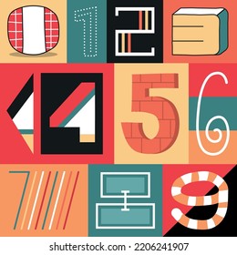 Handmade 0-9 numbers vector typography