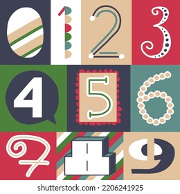 Handmade 0-9 numbers vector typography