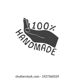 Icono o etiqueta de concepto de vector 100 por ciento hecho a mano. 100% elemento de diseño Hand Made