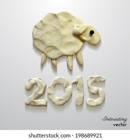 Handmade 2015 year background. Vector eps10. Includes image of sheep (sumbol of 2015 year)