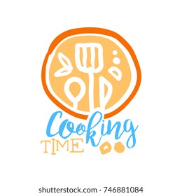 Handmade abstract cooking logo template with cutlery