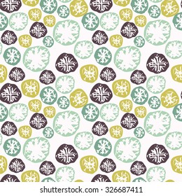 Handmade abstract grunge seamless pattern with snowflakes