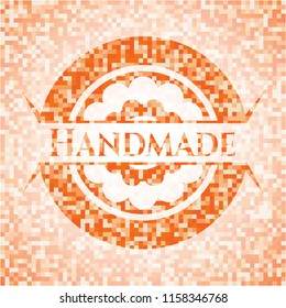 Handmade abstract orange mosaic emblem