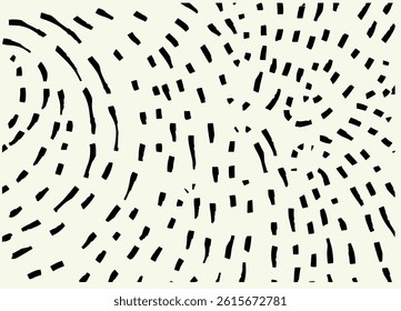 Handmade abstract pattern with curved and irregular dashes forming a dynamic swirl effect. Perfect for artistic backgrounds, textiles, and creative graphic design.