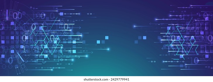 Handmade abstract technology concept. Circuit board, high computer color background. Vector illustration with space for content, web - template, business tech presentation.