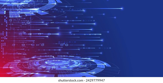 Handmade abstract technology concept. Circuit board, high computer color background. Vector illustration with space for content, web - template, business tech presentation.