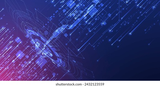 Handmade abstract technology concept. Circuit board, high computer color background. Vector illustration with space for content, web - template, business tech presentation.