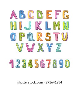Handmade alphabet and numbers. Vector alphabet. Hand drawn letters. ABC for your design. 
