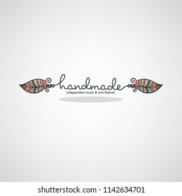 Handmade Art Festival, hand drawn doodle logo, label, emblem