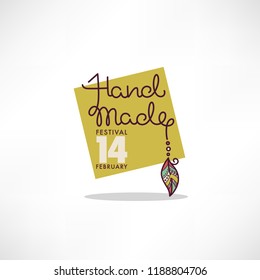 Handmade Art Festival, hand drawn doodle logo, label, emblem