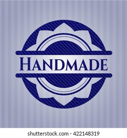 Handmade badge with denim texture