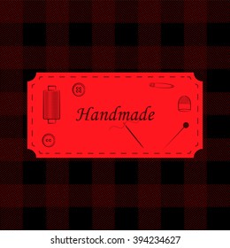 Handmade badges, labels and logo elements, retro symbols for local sewing shop, knit club.