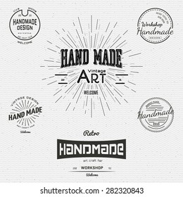 Handmade badges logos and labels for any use, on a white background