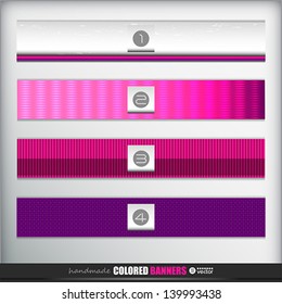 Handmade banners or bars set for design.  Vector eps 10 Illustration.