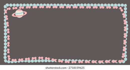 Handgefertigte Perlen Rahmen mit Pastellrosa Blaue Perlen und süßen Planeten Charme, Craft Border Design