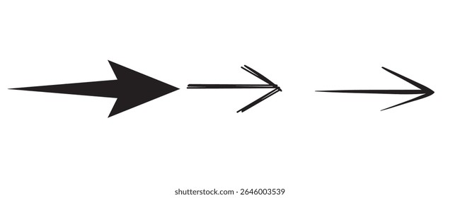 Handmade big arrows set in isolation on a white background. eps vector sign symbol icons pack. forward, up, down, next. Neon Black arrow icon sign. 