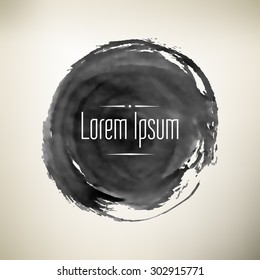 Handmade black ink backgrounds painted by brush. Vector illustration