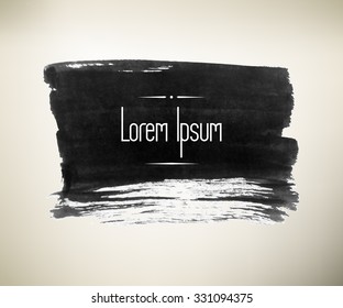 Handmade black ink backgrounds painted by brush. Vector illustration