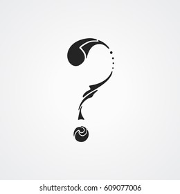 Handmade black question mark. Alphabet symbol. Logo, icon, template, design  element. Vector illustration.