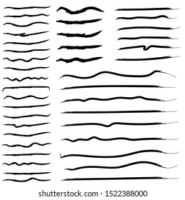 Handmade Black Underline Set Collection On White Background Vector / Illustration
