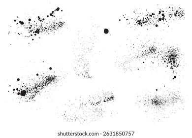 Handmade black vector paint ink different grunge blood splatter background