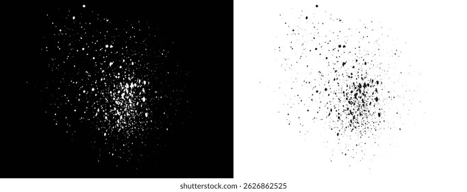 Handmade black and white vector paint ink grunge blood splatter background