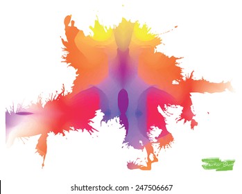 A handmade blot/blob with bright multicolored stains