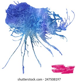 A handmade blot/blob with vector watercolor grunge texture
