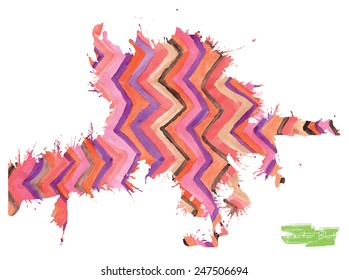 A handmade blot/blob with vector watercolor ornament