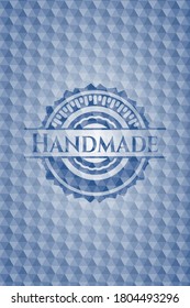 Handmade blue polygonal emblem. Vector Illustration. Detailed. 