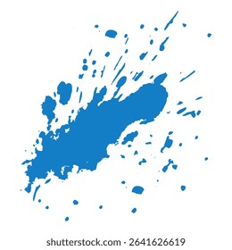 Handmade blue watercolor splatter with dynamic texture isolated on transparent background, ideal for artistic, creative, or background design use. Vector art
