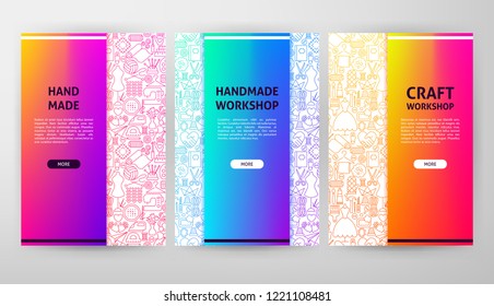 Handmade Brochure Web Design. Vector Illustration of Outline Banner.