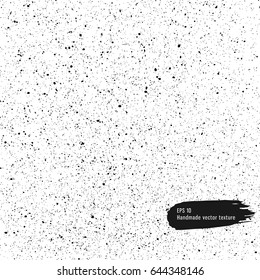 Handmade brush and ink vector texture. Hand drawn small black sprays with brush stroke.