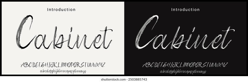 Handmade brush typeface. Alphabet vector font with rough brush style.