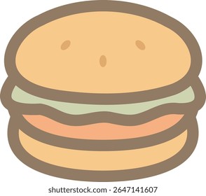 Handmade Burger Illustration in Soft Pastel Style