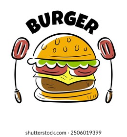 Handmade burger logo with Spatula