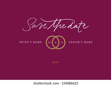 Handmade calligraphy Save the Date. Vector file.