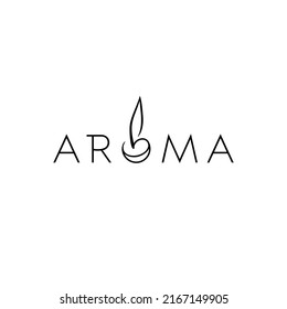 Handmade candle logo. Aroma candle. Vector hand-drawn illustration. Design element for logo and other design