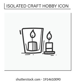 Handmade candles hand draw icon. Create your own candles using dry flowers. Enjoy the beautiful light of fire. Romantic aura concept. Isolated sketch vector illustration