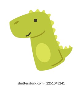 Handmade cartoon dinosaur puppet flat icon Soft toys. Vector illustration