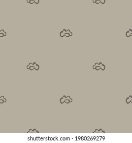 Handmade carved block print cloud seamless pattern. Rustic heritage folk art background. Scandi or ethnic indian design. Naive neutral tone all over texture.